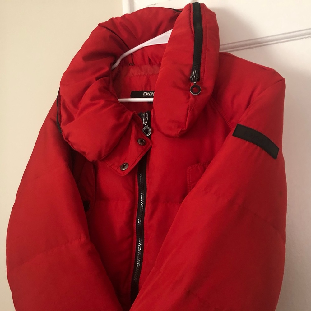 DKNY red puffer jacket